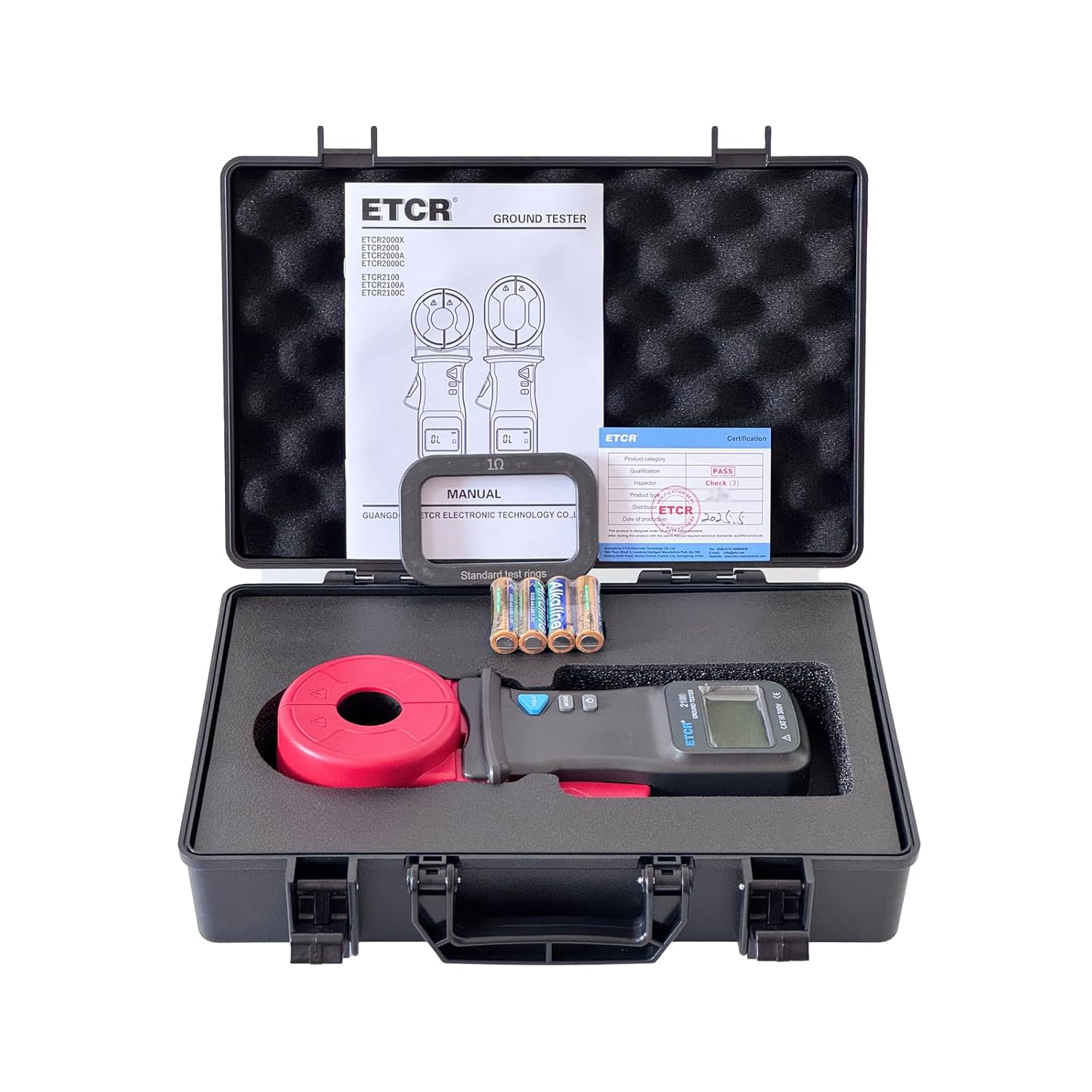 ETCR2100C Digital Clamp Ground Resistance Meter Earth Resistance Tester Loop Resistance Measurement 0.010Ω-1000Ω, 0.00mA-30.0A
