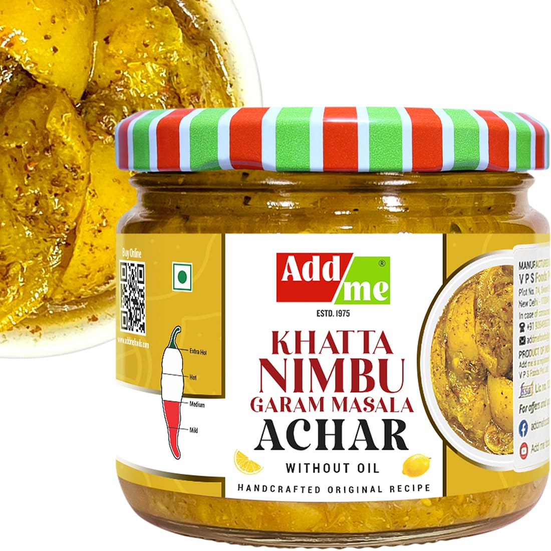 Add me Lemon Pickle 300g without oil khatta nimbu Garam Masala | Authentic homemade nimbu ka achar adrak ginger k saath Fresh Indian recipe Achar Glass Pack