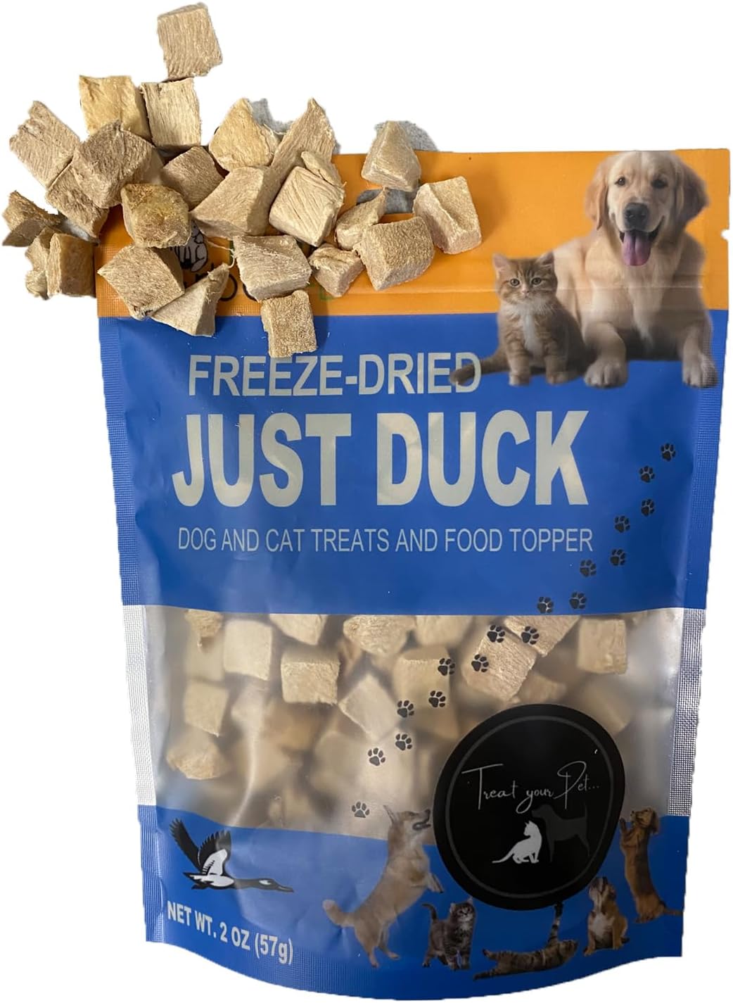 bern's farm Freeze Dried Raw Dog & Cat Treats, Duck Cubes - Healthy Snacks, Food Topper 2.0 Ounce Zip Pack, Weight Control, Training Bites, High Protein (2.0 OZ, Just Duck)
