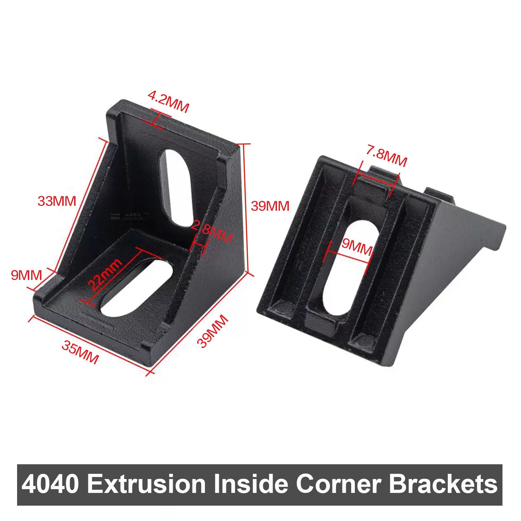 LEPEVNEY 4040 Alumninum Extrusion Inside Corner Brackets 90°L-Shaped Gusset Connectors for Strong & Stable Joints, 10-Pack - Image 2