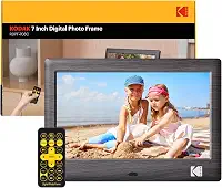 KODAK Moldura digital de madeira de 17 cm com controle remoto, moldura digital de tela HD de 1024 x 600 IPS, é necessário cartão USB ou SD, rotação automática, suporta foto/vídeo/música/calendário