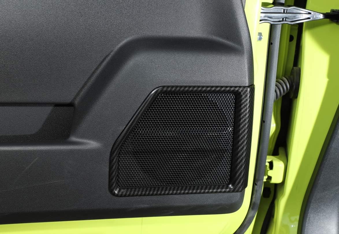 Nicebee 2pcs/Set ABS Interior Door Speaker Cover Ring Frame Auto Decoration Trim Cover for Suzuki Jimny 2019+ (Carbon Fiber Grain)