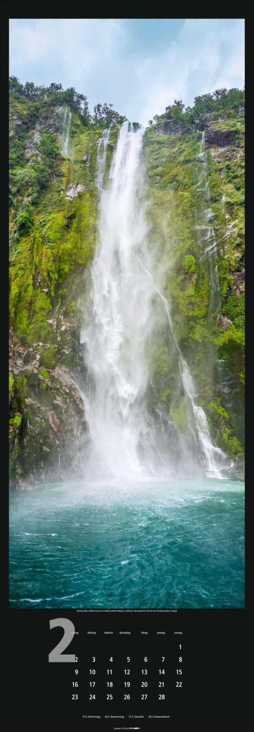 Wasserfälle Kalender 2026: XXL Hochformat mit spektakulären Wasserfällen, fotografiert von international ausgezeichneten Fotografen. Länglicher Kalender mit traumhaften Naturfotos. 34x98 cm Hochformat