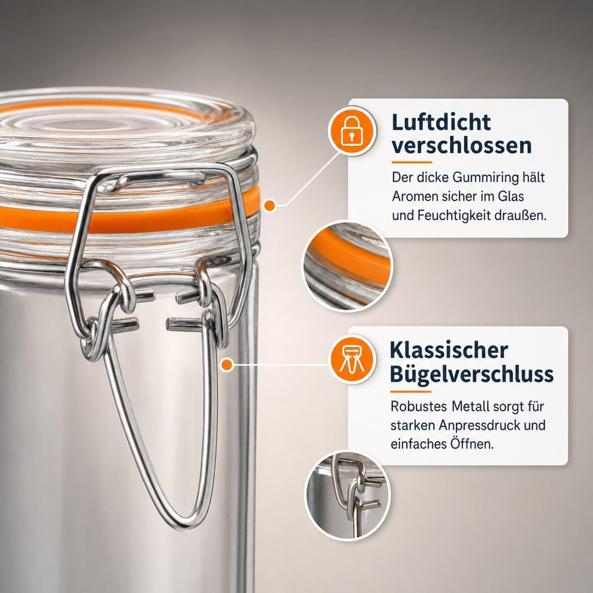 MC-Trend 24er Set Einmachglas mit Gummiring und Bügelverschluss Größe: 70ml Vorratsglas (24)