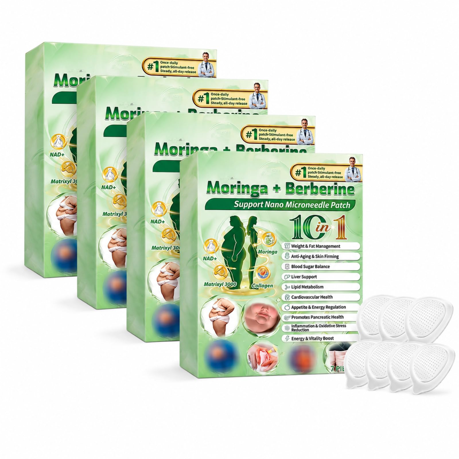 Moringa x Berberine Paratch, Nano Microneedle Slimming Paratch, Soft & Effective, Invisible Under Clothes, for Men & Women,Natural Ingredients, Easy to Apply