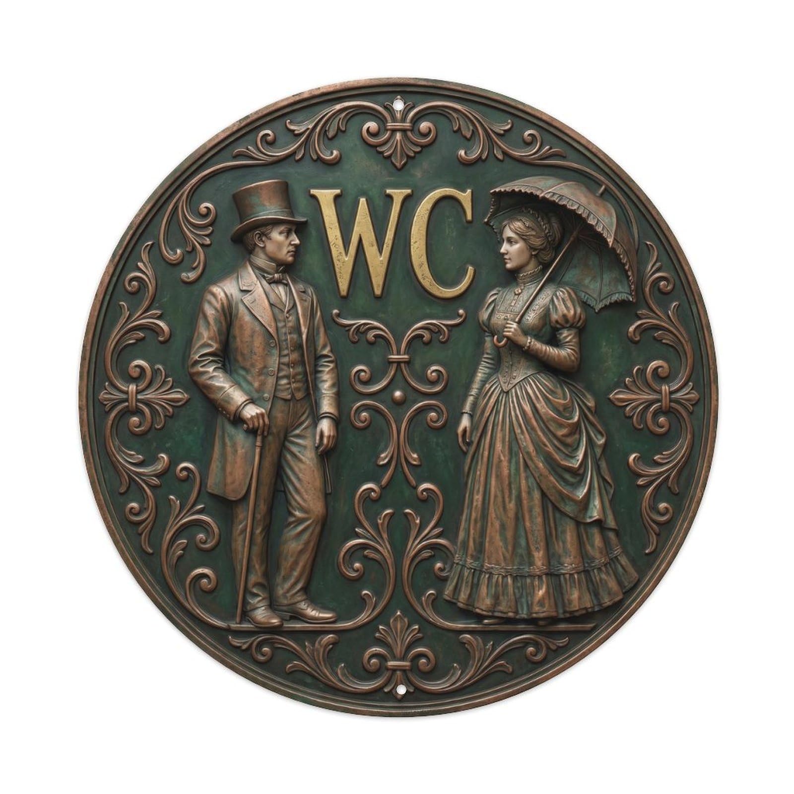 Odgynaw 8X8inch(20X20cm) Victorian Wc Gentleman Tophat Metal Tin Sign