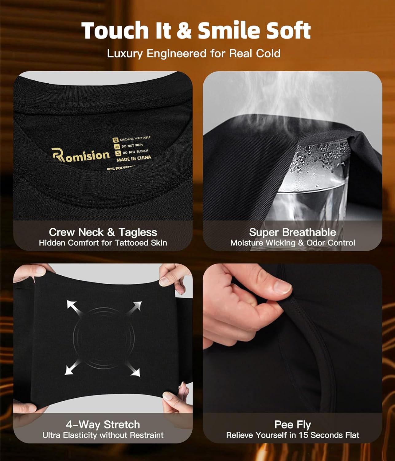 romision 2 Pack Thermal Underwear for Men Long Johns Fleece Lined Hunting Gear Bottom Top Set Base Layer Cold Weather XS-4XL - Image 6