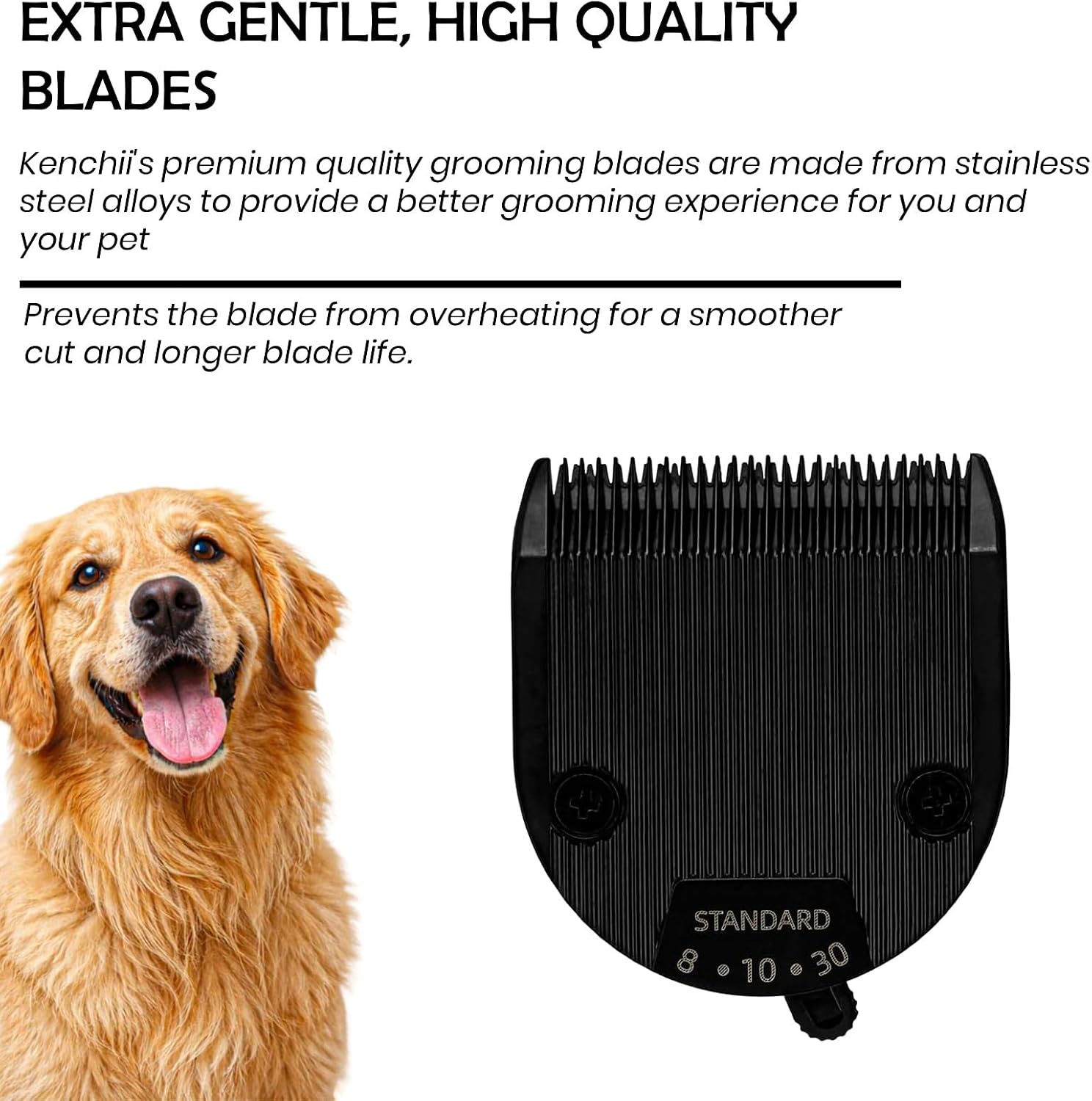 Kenchii Professional Dog Clipper Blade Flash 5 Pet Hair Clipper - Detachable Stainless Steel Blades for Dog Grooming - Hair Clippers & Accessories Pet Shaving Blades. (KEFB5-STD)
