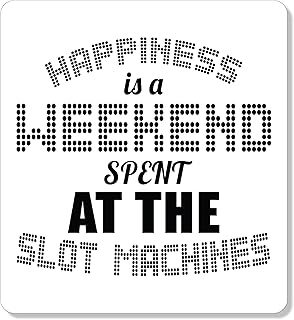 DistinctInk Refrigerator Magnet - Small Decorative - Great Gift/Present - Also Works on car - 2.1 inch Square - Round Corners - Happiness is a Weekend at Slot Machines