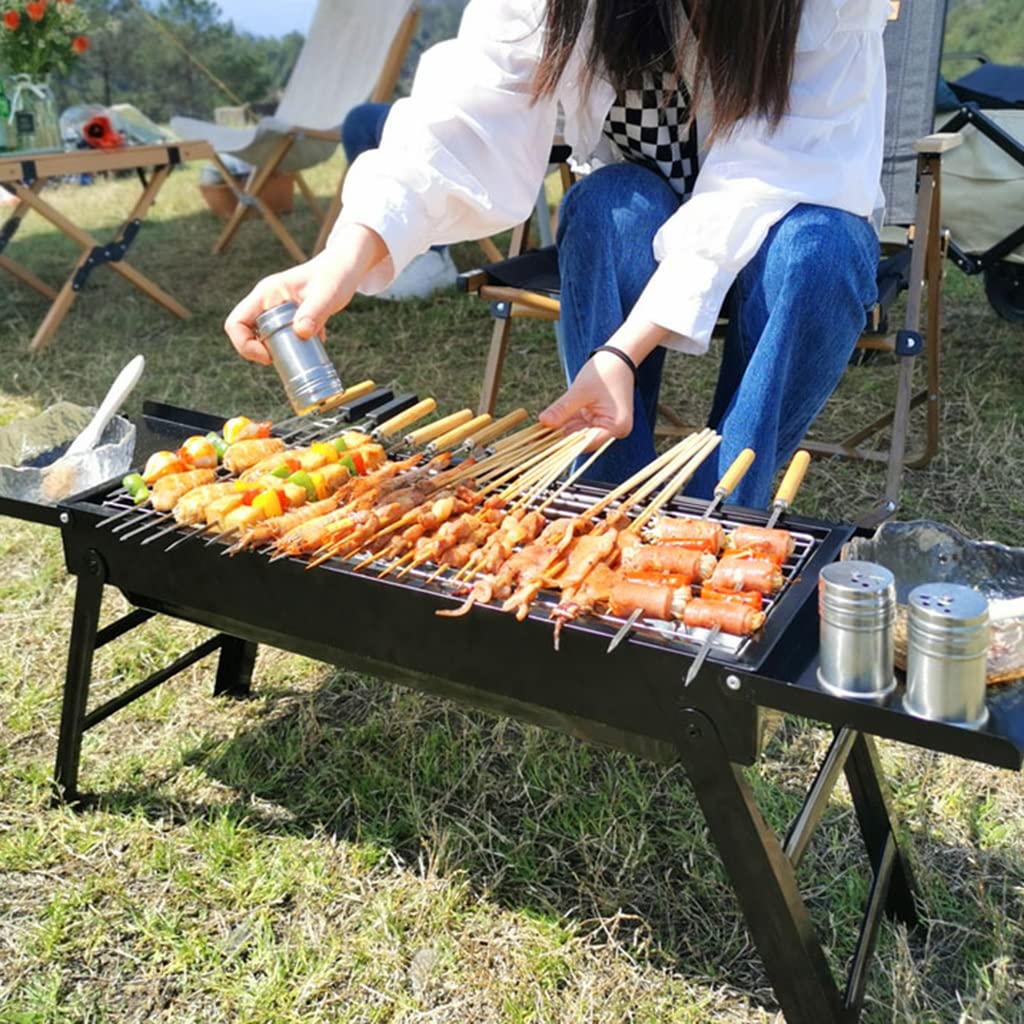 Griglia Da Campeggio Pieghevole In Acciaio Inox – Barbecue Portatile Con Gambe Per Falò 25x32 Cm
