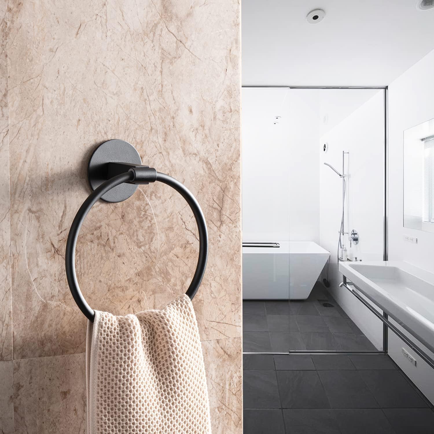 INF Porta asciugamano da bagno ad anello, in acciaio inox