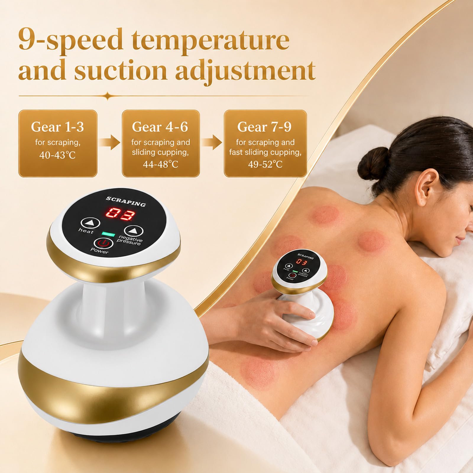 Massaggiatore Contro Cellulite 4 In 1,Con Coppettazione Sottovuoto&Gua Sha | 9 Potenza Di Aspirazione E 9 Calore,Massaggiatore Anticellulite Vacuum Favoriscono La Circolazione Sanguigna