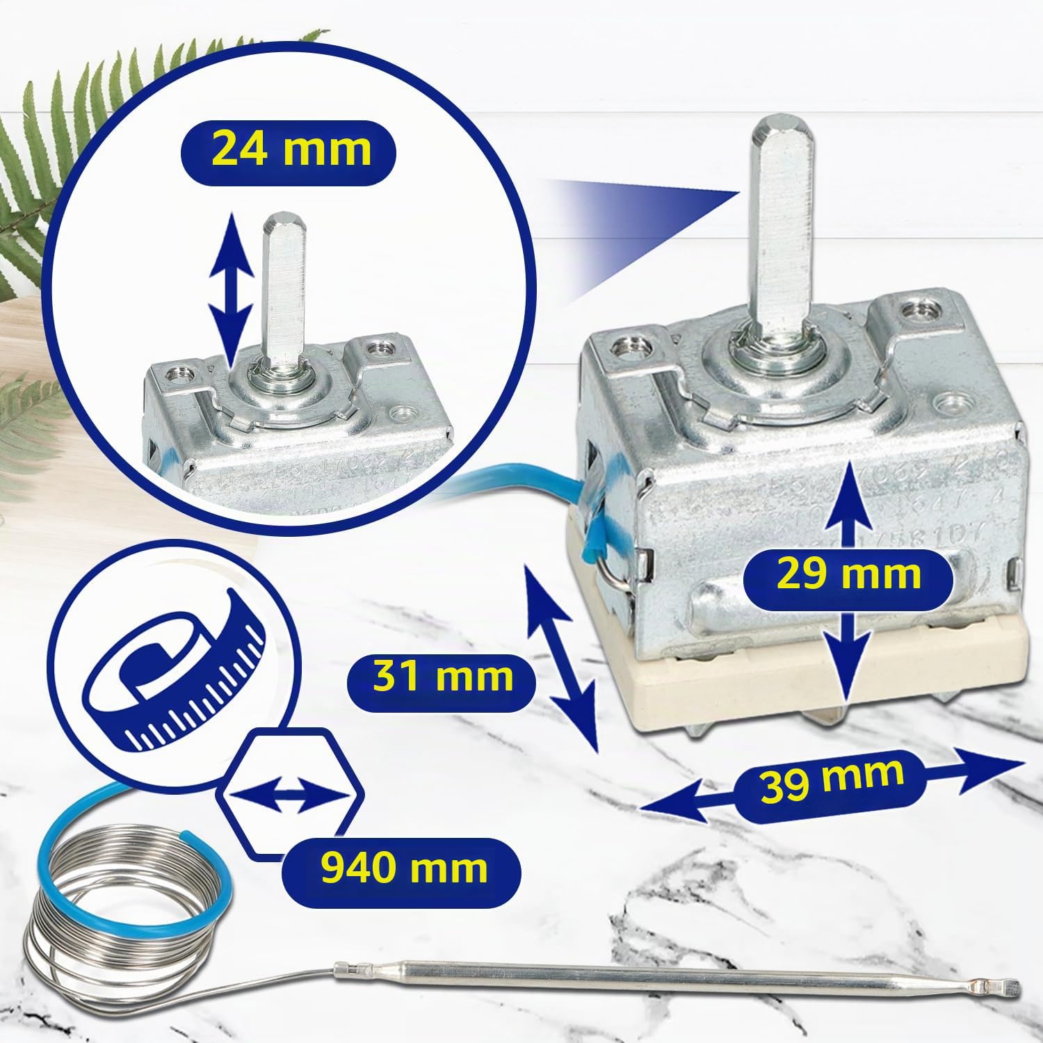 Thermostat für Backofen 304°C mit dem Originalcode 5611490011 561149001/1 3890770047 3890770245 für AEG für Electrolux für Zanussi 55.17062.420 für Ego - Garantie 10 Jahre - MONTERAL