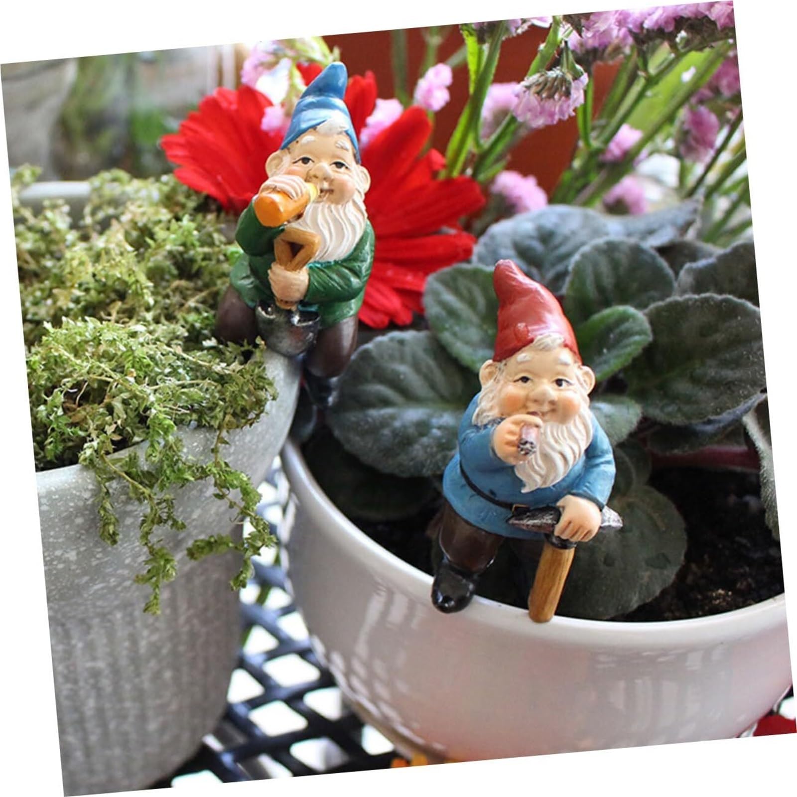 Estatua para Exteriores Estatuas de Resina gnomo jardín, 4 Uds., gnomos Plantas, Hadas Decoración de jardín