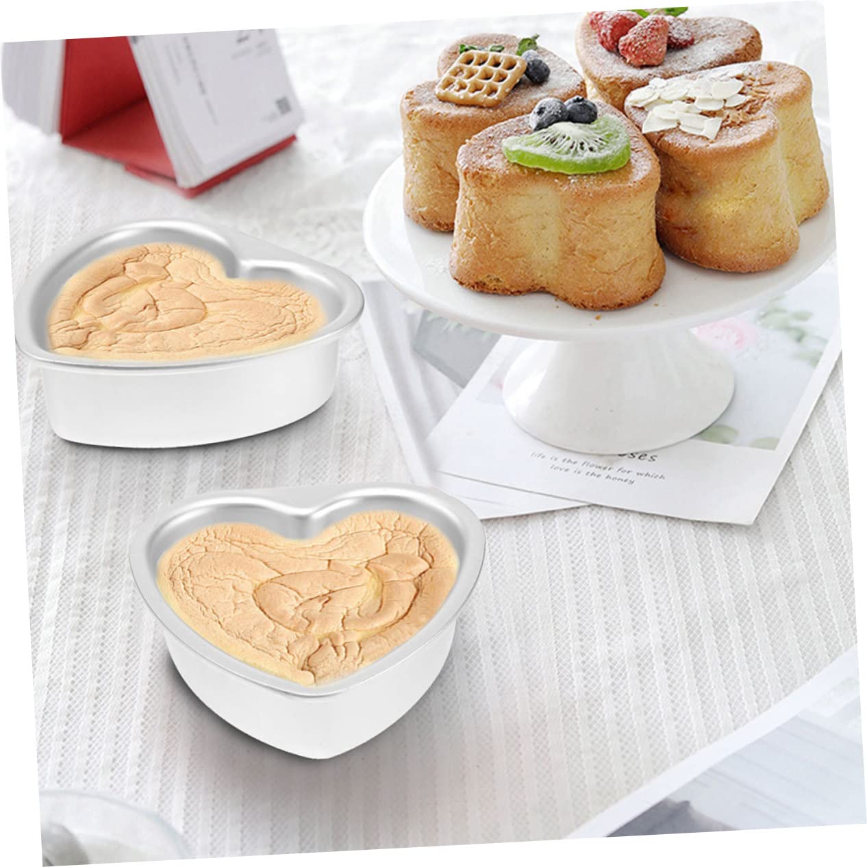 MAGICLULU 8pièces Moules à Gâteau Métal Forme De Cœur Pour Pâtisserie Moules Antiadhésifs Pour Gâteaux Miniatures Et Boulangerie