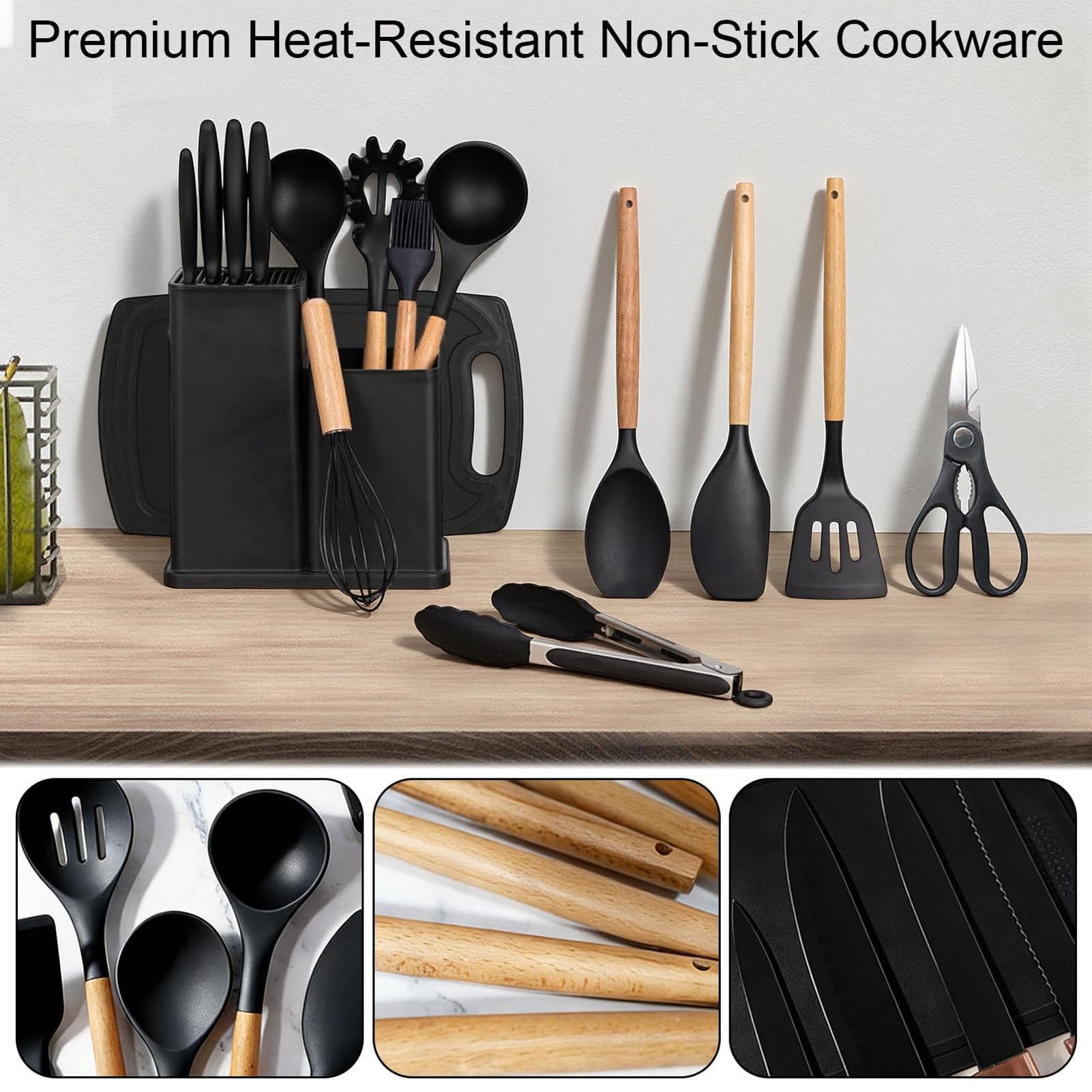 Set di Utensili da Cucina Set da 19 Pezzi in Silicone Antiaderente | Set di Strumenti da Cucina per la Casa Interno Top da Cucina