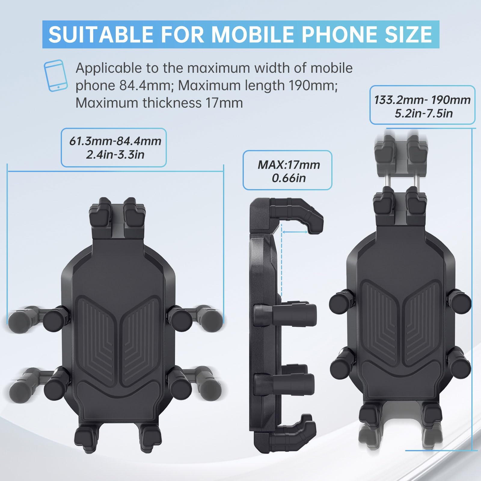 Support de téléphone pour moto avec pince renforcée et support de téléphone ergonomique incliné résistant aux chocs pour vélo