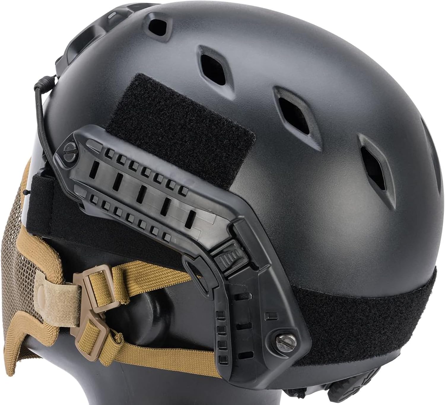 Evike Airsoft - Matrix Iron Face Carbon Steel Mesh Striker V1 Lower Half Face Pro (Color: Tan)