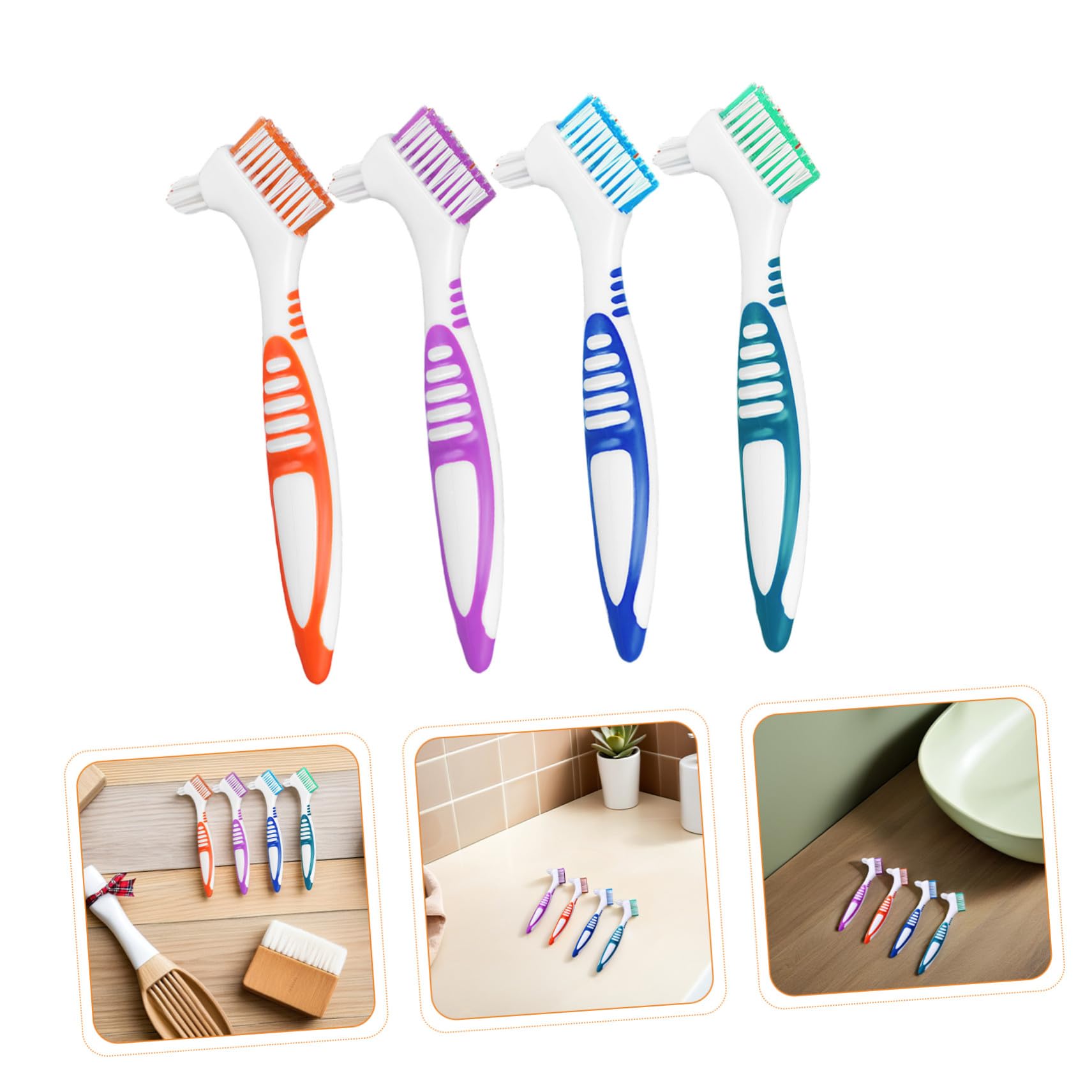 12 Pezzi Spazzolini Doppia Testa per Protesi Dentali Spazzole Dure Doppio Lato per Pulizia Ortodontica Compatti e Portatili per Casa e Viaggio Delicata di Denti Finti e Apparecchi
