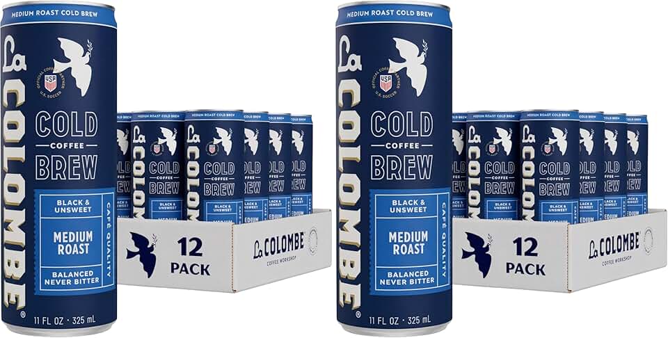 La Colombe Coffee,Cold Brew Black,Unsweetened,11 fl oz Cans,Coffeehouse Quality,Natural Sweetness,Specialty Grade Coffee Beans,Ready-to-Drink On-the-Go,(Pack of 24)