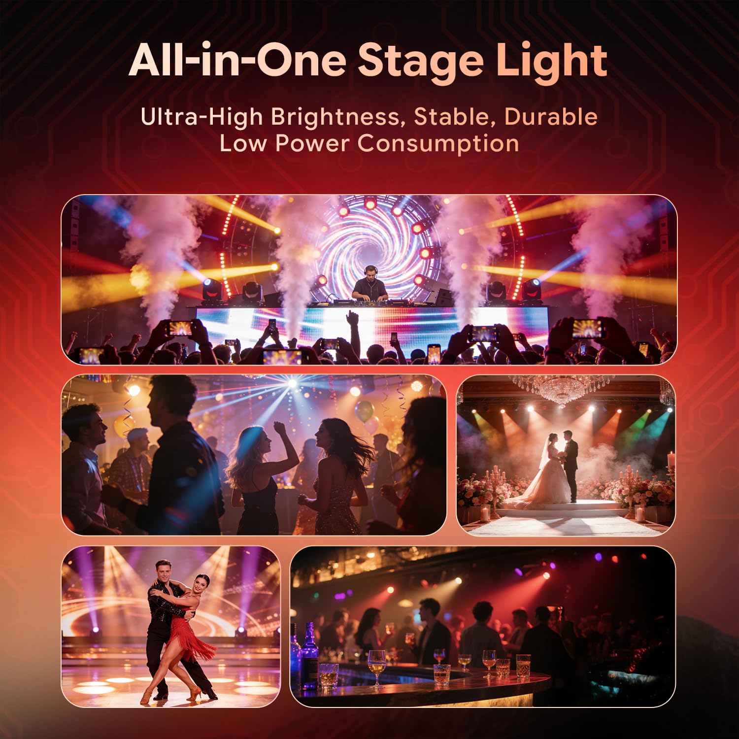 Mini 30W Beam Lyre LED Tête Mobile Lumière de Fête, 6 LED RGBW Jeux de Lumiere avec Télécommande Angle de Faisceau de 25° Stroboscope Commande Vocale pour Mariages Bar Discothèques Noël