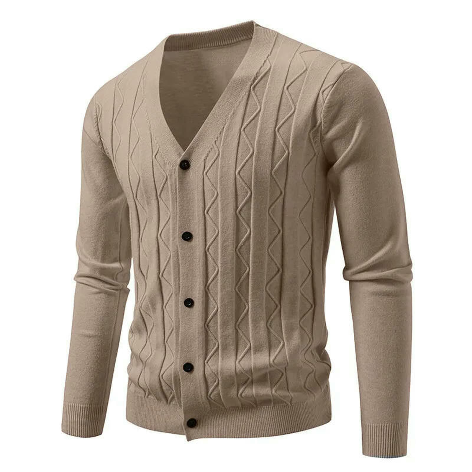 Męski sweter z dzianiny Smart Casual Sweter z dzianiny z dekoltem w serek Slim Męska odzież wierzchnia lekka kawa-m