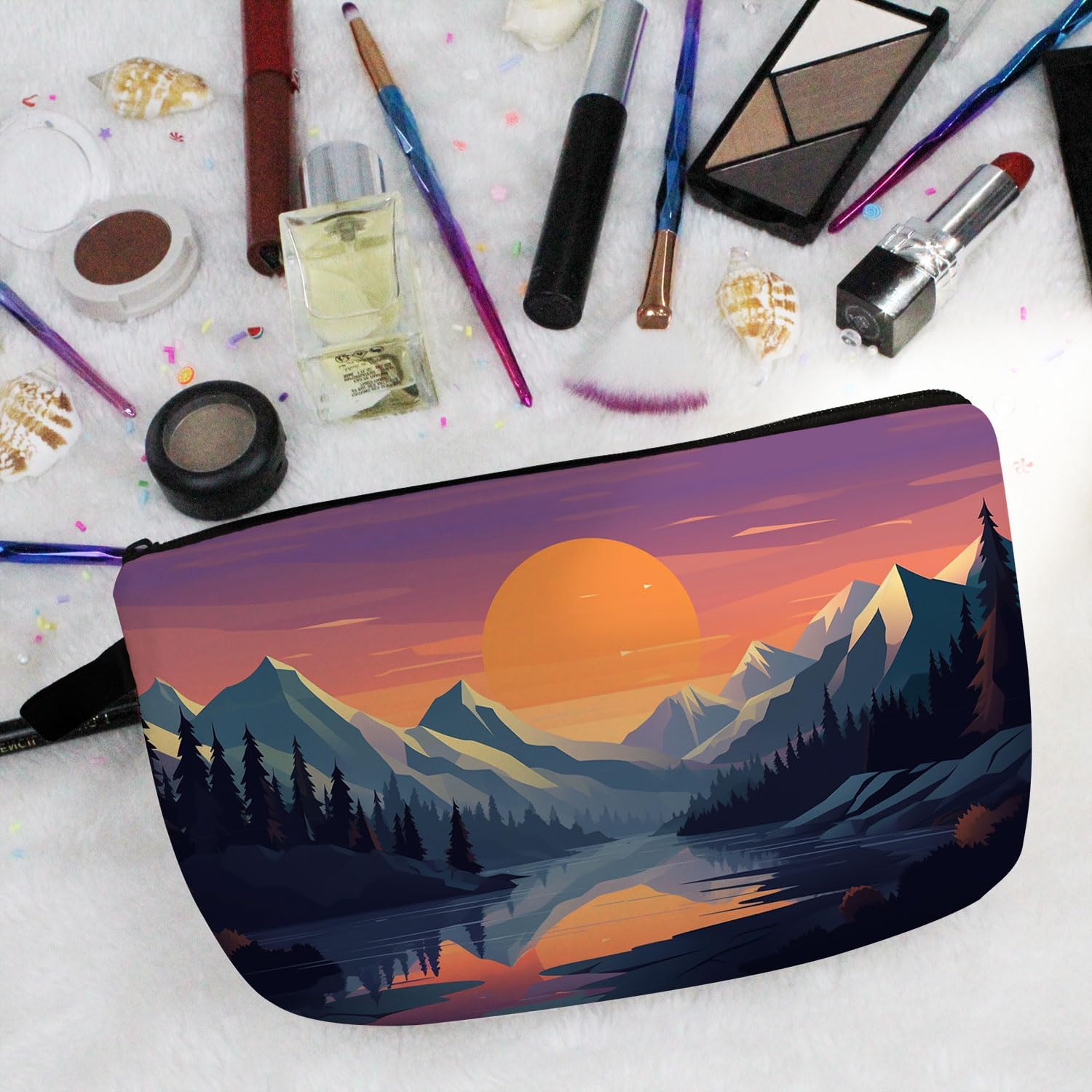 Livel lhood Mountain Landscape Cute Small Makeup Bag image 3