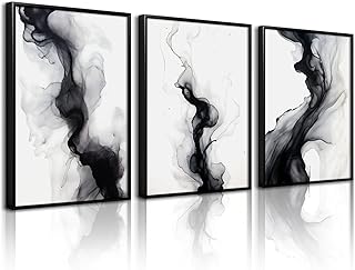 Black White Abstract Wall Art Decor Gray Modern Wall Art Minimalist Canvas Painting Black