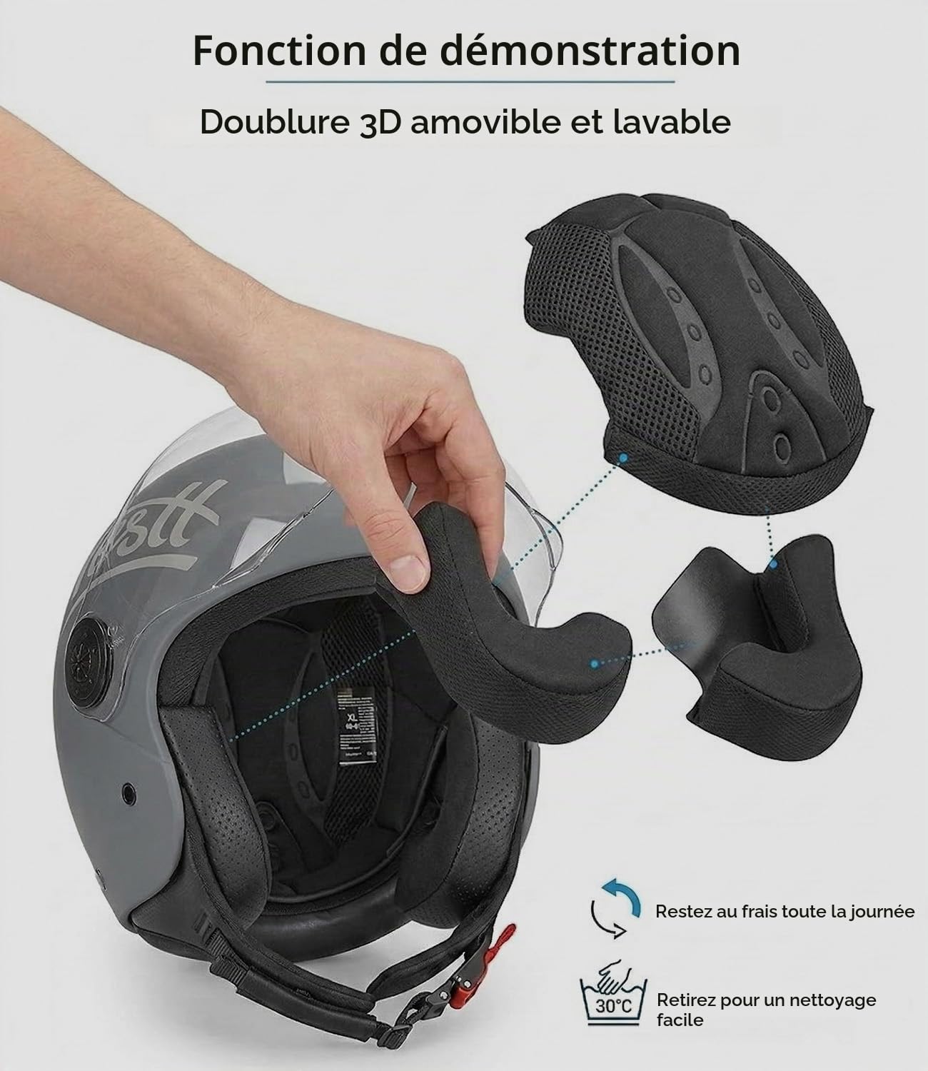 Westt Casque Jet Moto Homme Femme, avec Visière, Homologué ECE 22.06 | 1050g Ultraléger Casque Scooter, ABS &EPS Robustes, Convient aux cyclomoteurs, scooters et aux personnes portant des lunettes