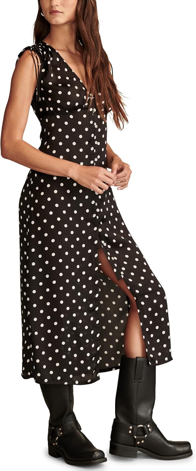 Lucky Brand Womens Satin Button Through Midi Dress - Image 3