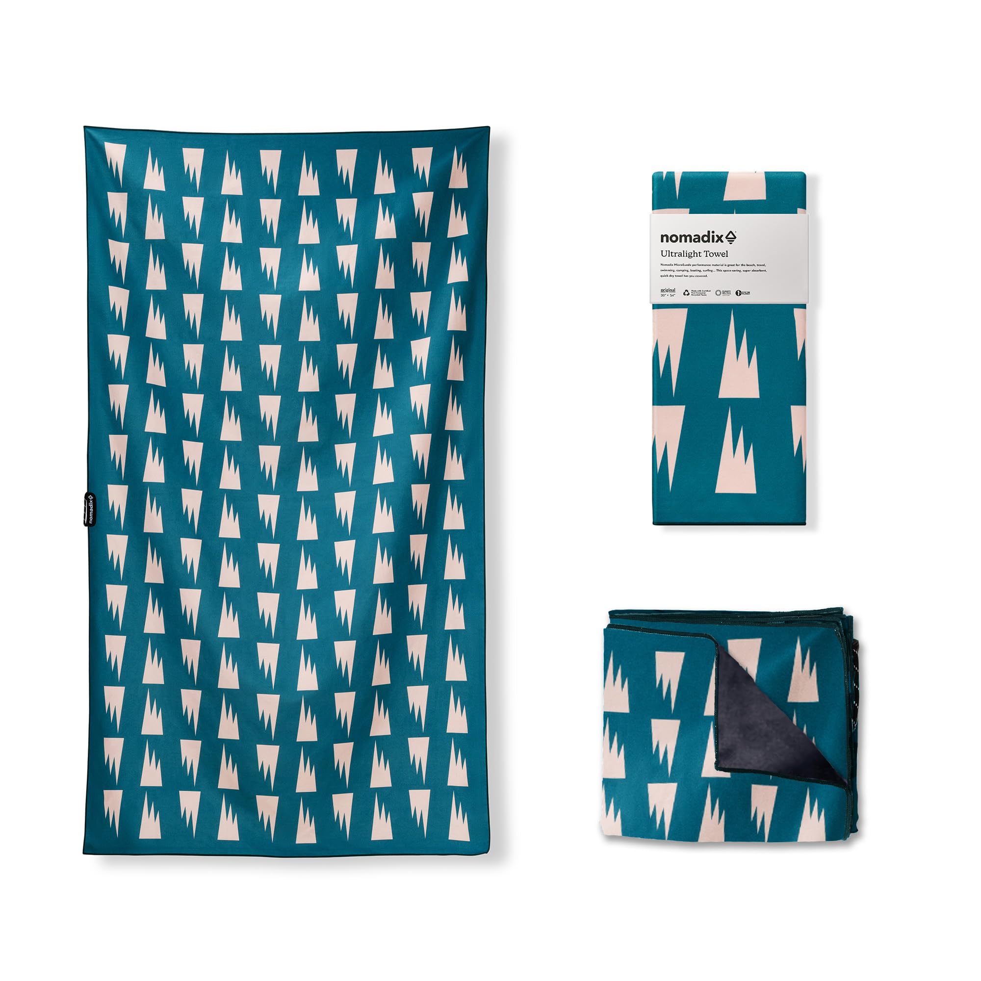 Nomadix Ultralight Towel - Quick Dry & Super Lightweight - Perfect As A Pack Towel to Save On Space - Made with Recycled Materials - Summit Green - 30x54
