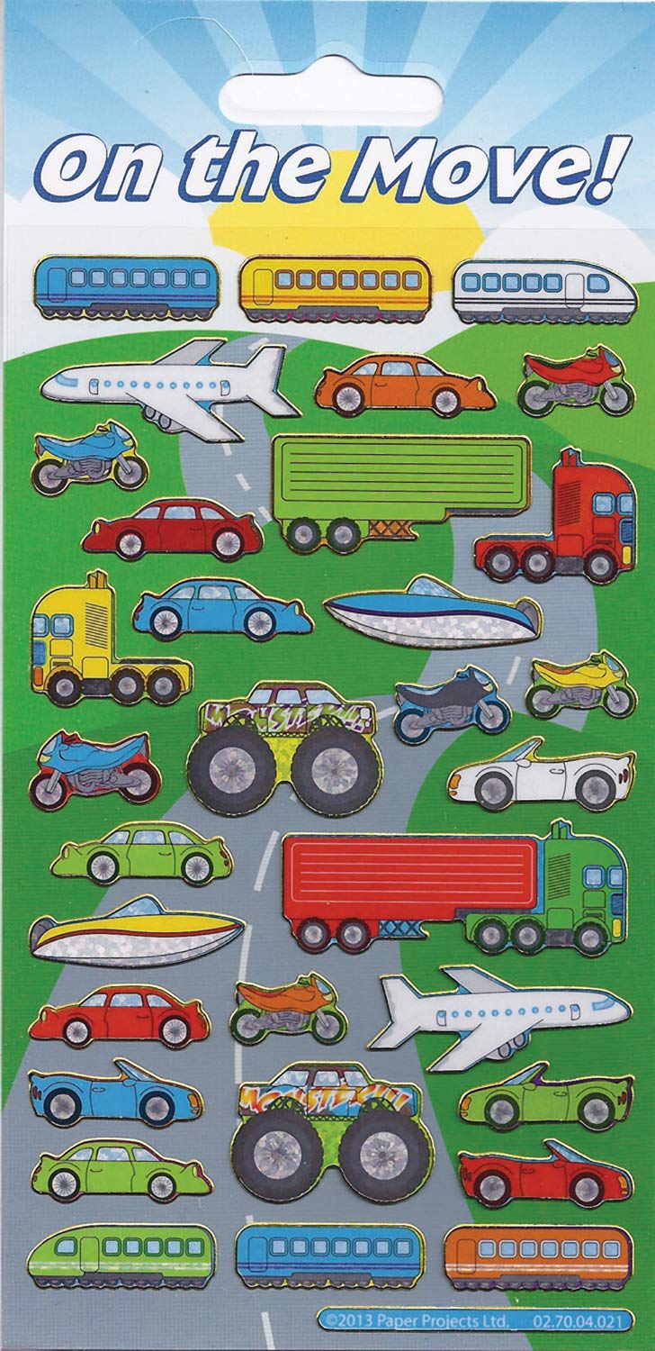 Paper Projects Multicoloured 01.70.04.021 On The Move Sparkly Reusable Stickers, 19.5Cm X 9.5Cm