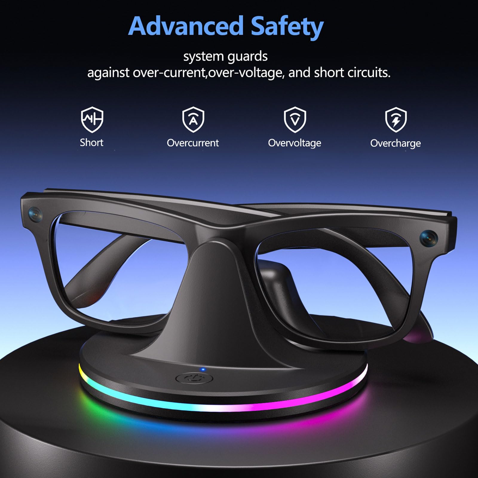 Moderna compatta per Ray Smartests Glass | Alloggiamento in ABS con ricarica sicura e Quick Power Quick Dock, piattaforma sicura, moderno compatto