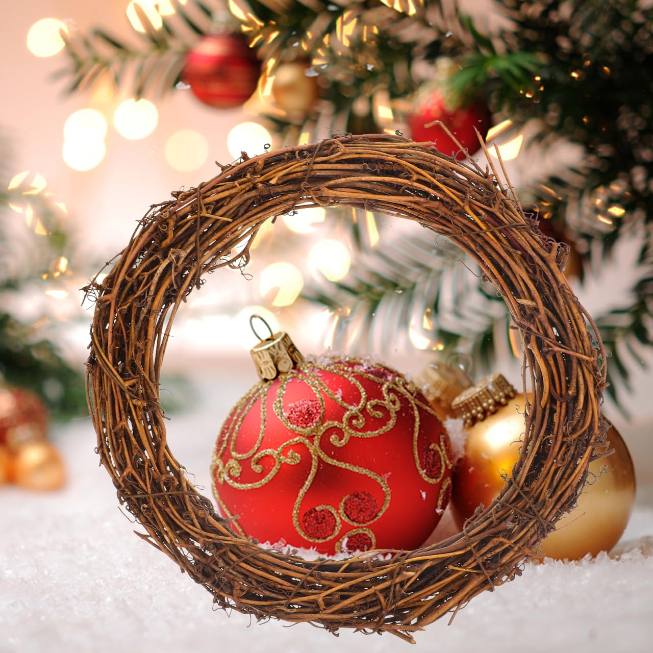 Operitacx 5 Stück 20 cm natürliche Kränze, Rankenkranz, Kranzherstellung, Rattan-Kranz für DIY-Weihnachtsbasteln, Haustür, Wandbehang, Hochzeits- und Party-Dekorationen