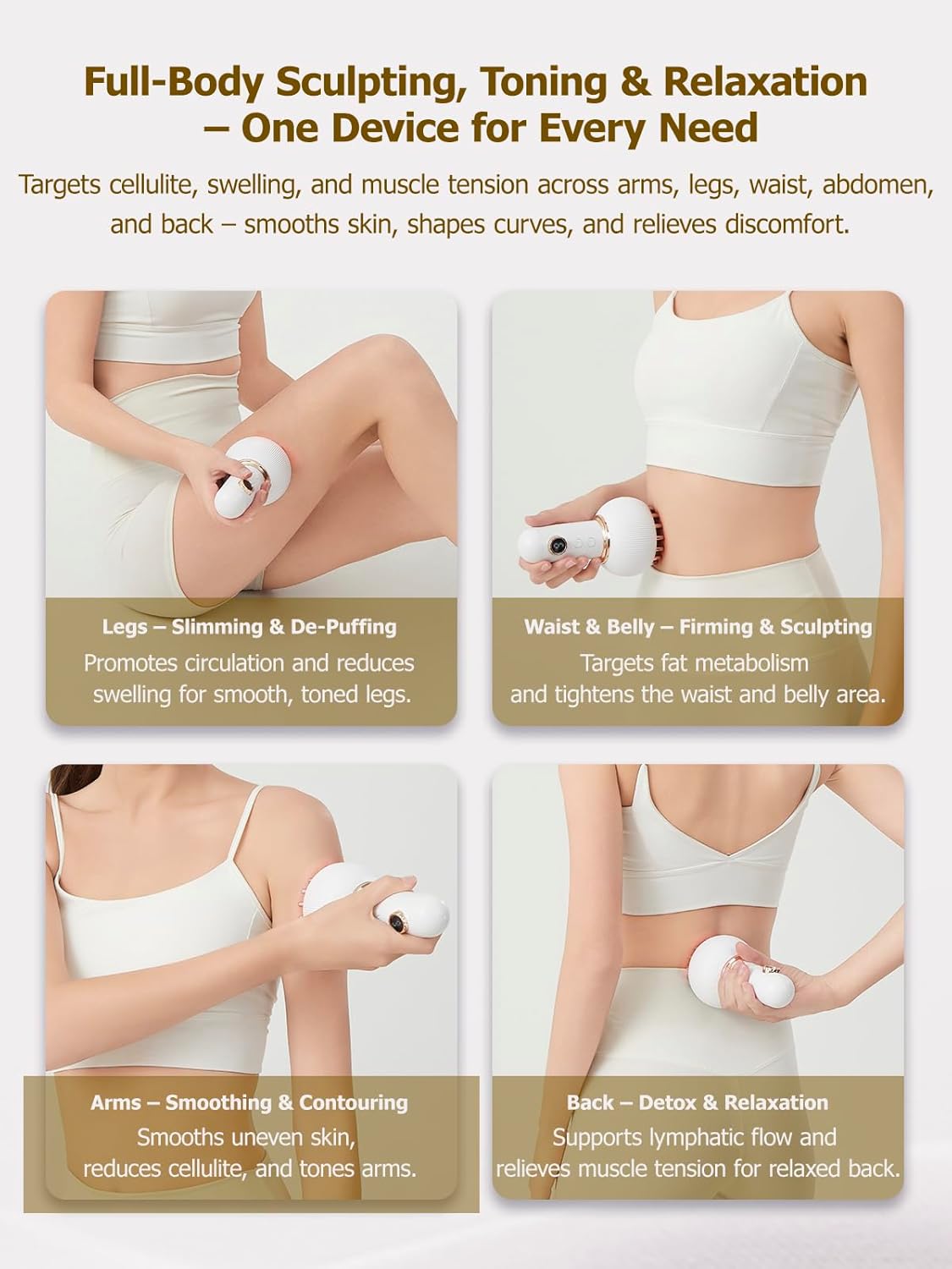 Lymphatic Drainage Massager & Anti Cellulite Massage Tool, Helps Reduce Stretch Marks & Cellulite, for Legs, Arms & Belly, Body Sculpting Machine with Microcurrent, Light, Heat & Vibration - Image 5