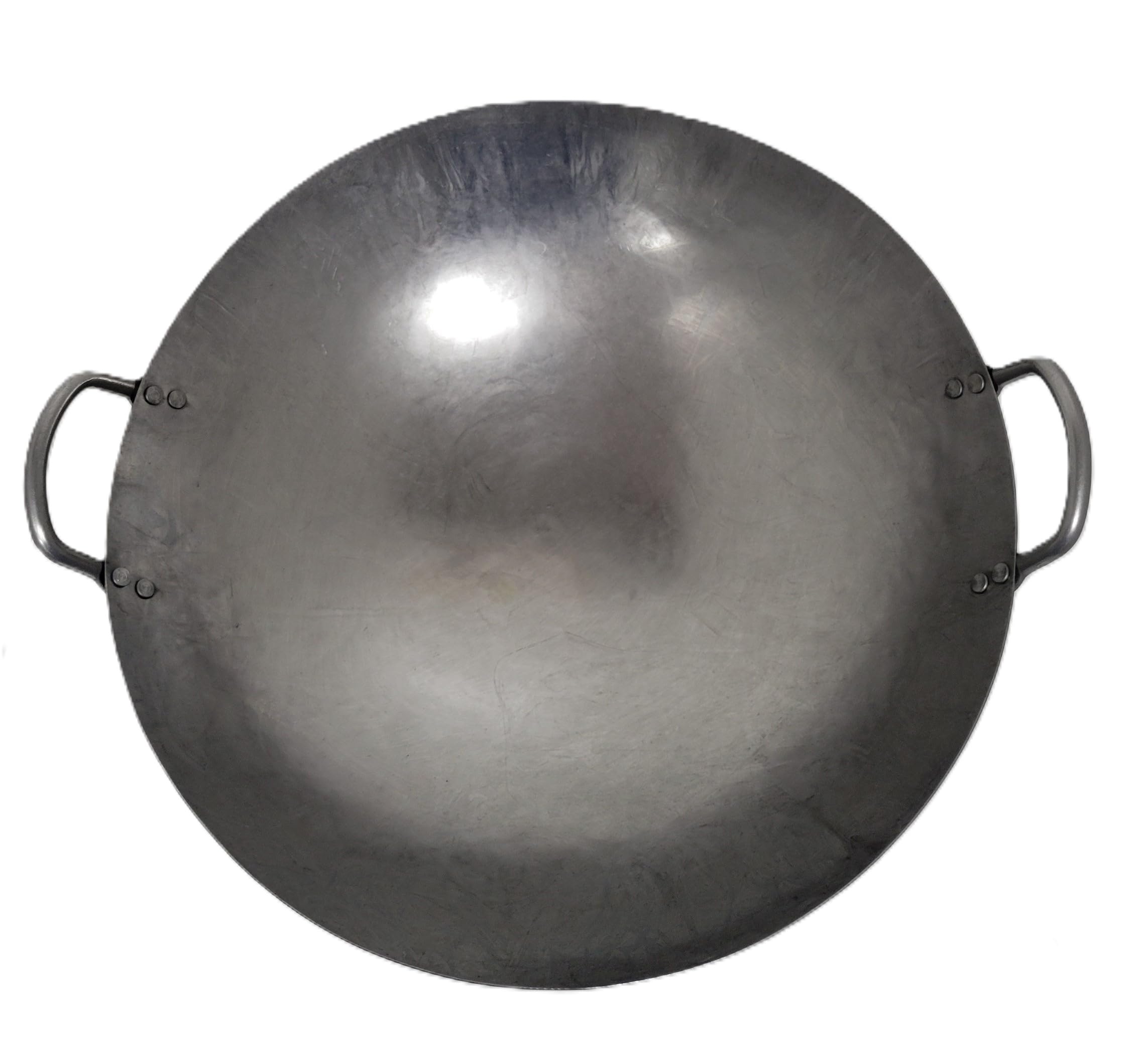 M.V. Trading 16" Carbon Steel Hand Hammered Wok with Wok Ring