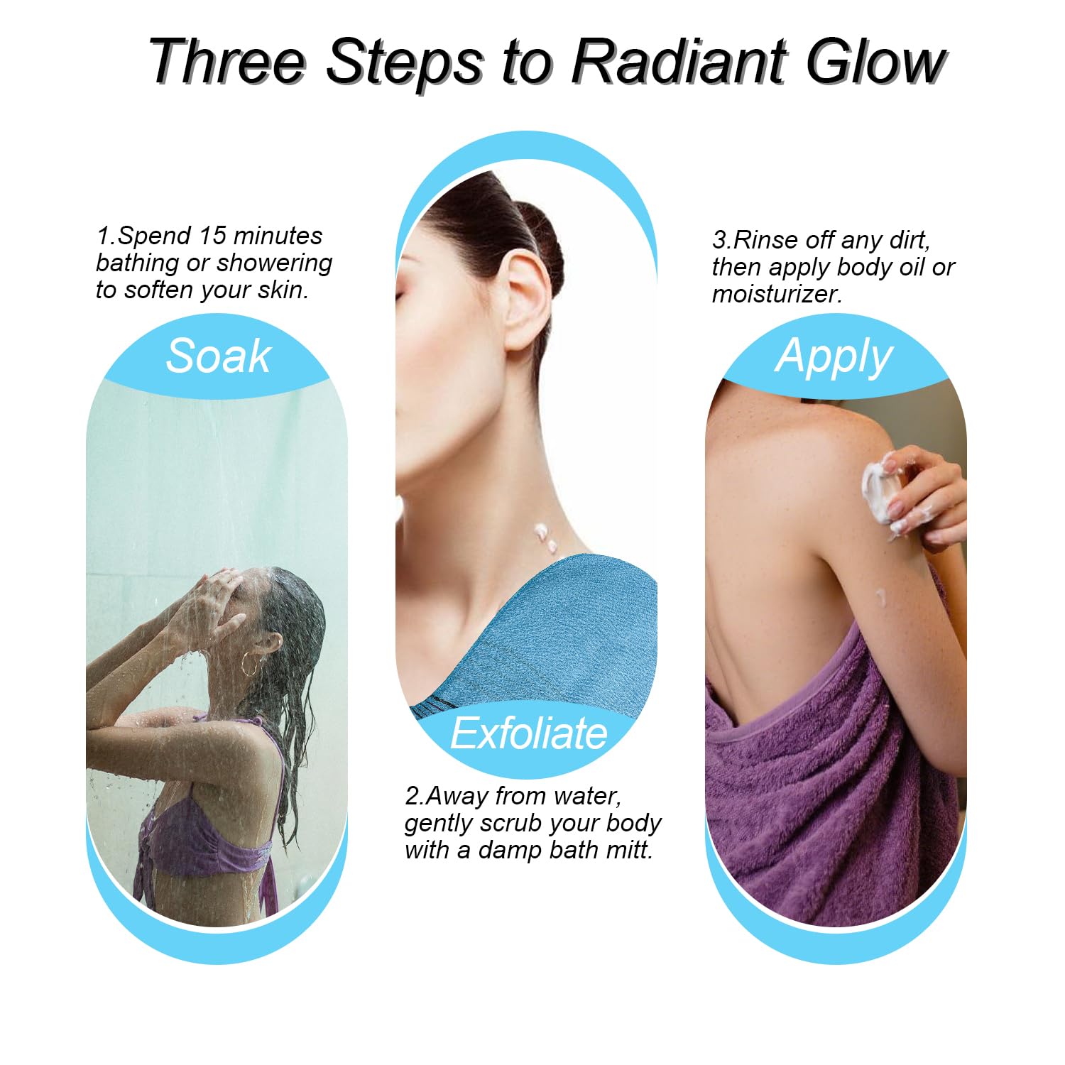 4 Pieces Korean Exfoliating Mitt Dual-Sided Exfoliating Cloth Korean Exfoliating Cloth Italy Towel for Removing Skin Callus Acne Breakout Clean Dry Skin Pores Cell(4 Colors) - Image 3