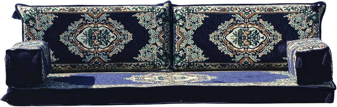 mysticalanatolia Arabic Majlis Sofa Arabian Couches 75L x 27W x 4H for Home Living Room Patio Bohemian Oriental Floor Seating Furniture Indoor Outdoor Lounge Loveseat Futon Sofas