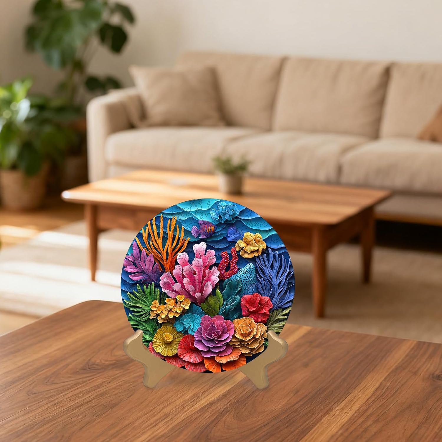 Ruikiyart 500 Piece Puzzles for Adults, 5MM Corals Wooden Jigsaw Puzzles, Sea Puzzle Unique Shape Gift for Kids Birthday Family Games for Adults (16.5"*16.5")