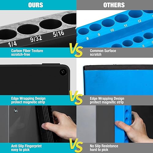 Miniatura 4 de DURATECH Juego de organizador de enchufes magnéticos, soporte de enchufe SAE y métrico de 14 de pulgada, bandejas para caja de herramientas y