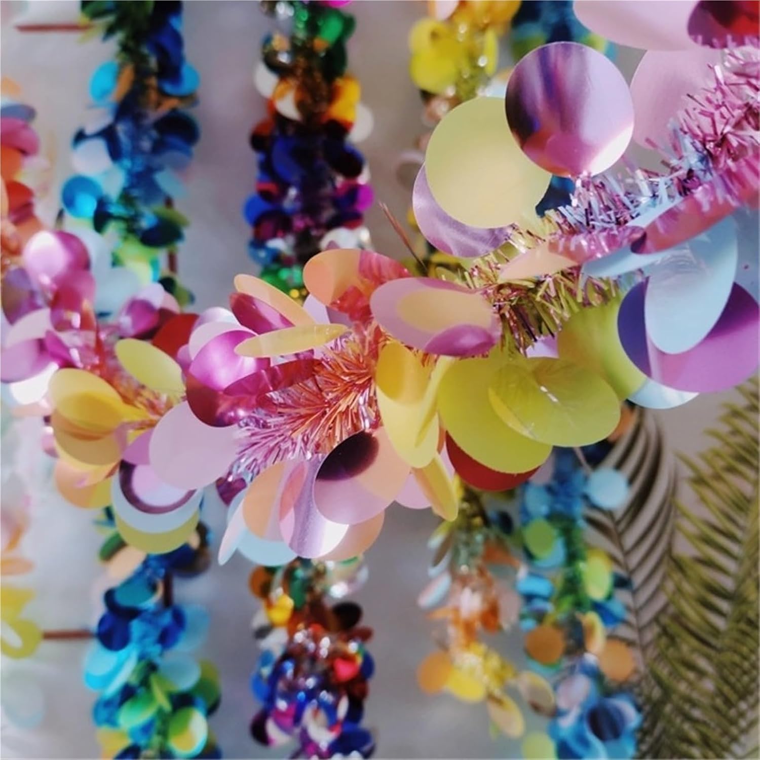 Tinsel Indoor 6pcs Christmas Tinsel Garland Xmas Tree Party Hanging Decoration Christmas Tree Garland(Multi-Colored C)