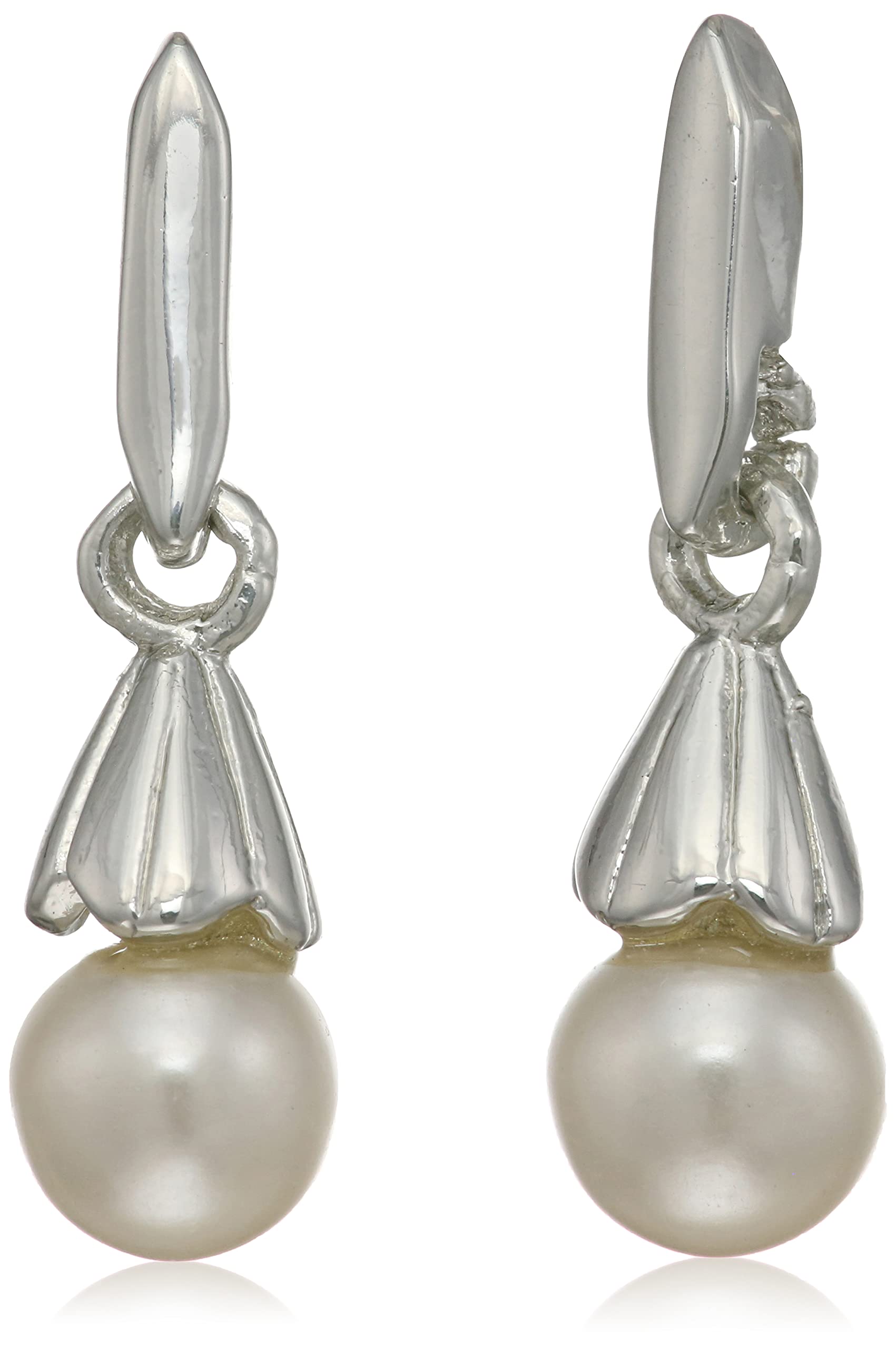Estele Rhodium Plated Pearl Hanger Earring for Women (B091TXRYW4) Amazon Price History, Amazon Price Tracker