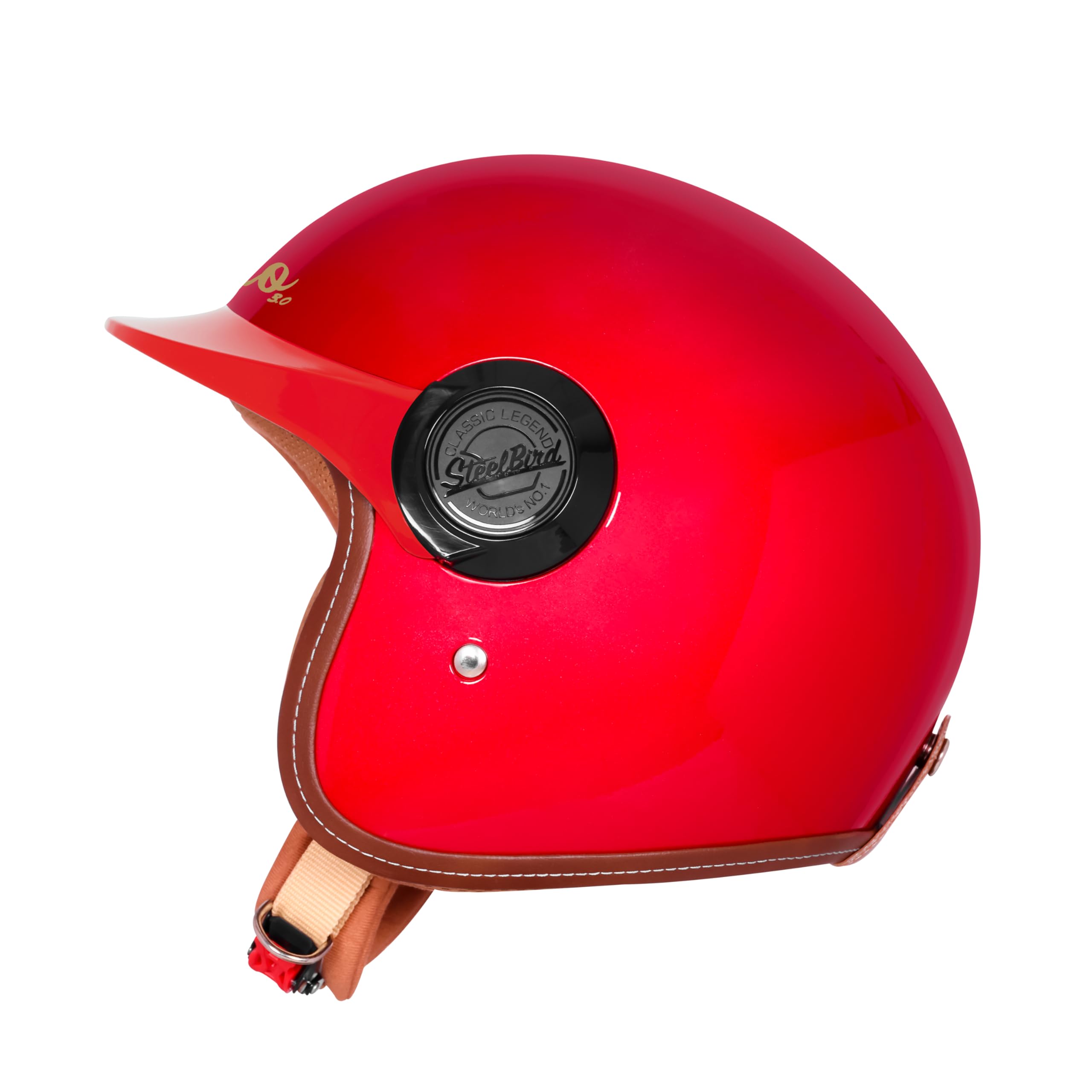 Steelbird SBH 65 Retro 3.0 DOT and ISI Certified Open Face Helmet for Men and Women (Medium 580 MM,Glossy Cherry Red)-image-37