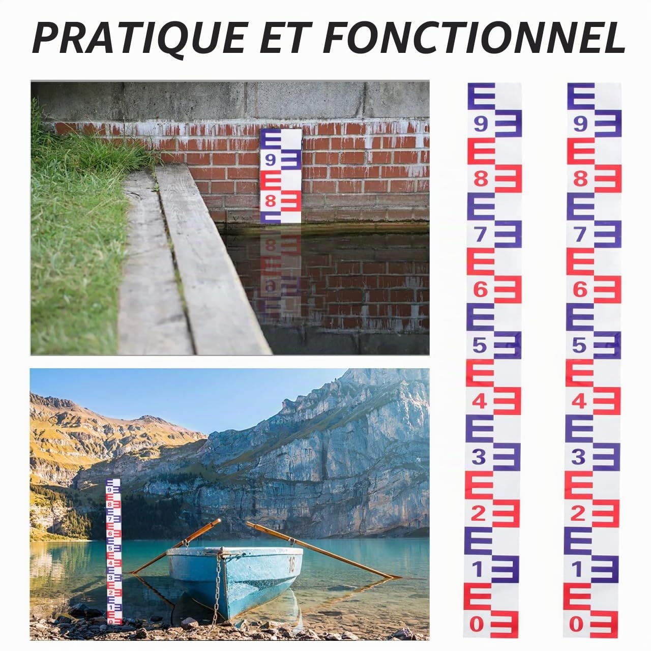 Ciieeo Lot De 2 Autocollants De Niveau d'eau Réfléchissants pour Piscine Et Étang Règle De Mesure en Film D'Aluminium Auto-Adhésive 39.4 Pouces Résistante À La Corrosion