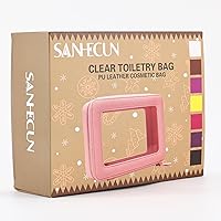 Vista 5 de SANHECUN Neceser impermeable, organizador de cosméticos con asa, abertura grande para viajar, Rosa