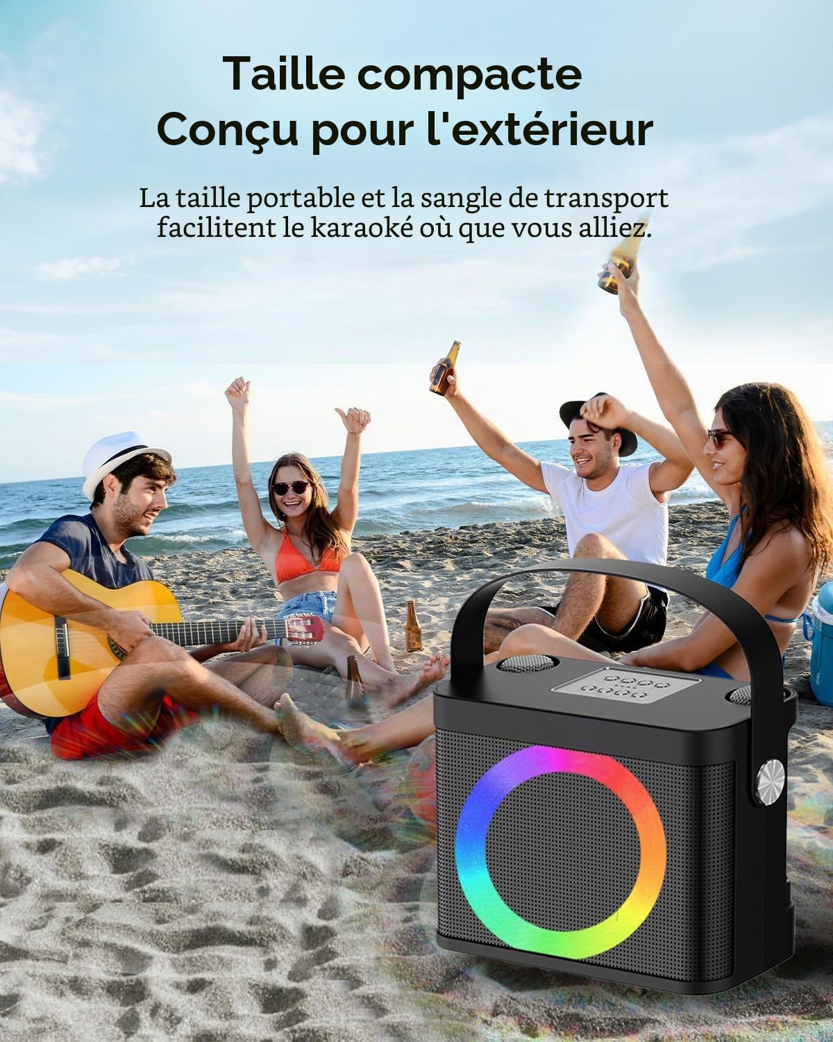 karaoké Adulte Professionnel, Enceinte Karaoke 2 Micro sans Fil, Enceinte karaoké Machine Portable avec Lumières de fête, kit Karaoke Complet Supportant BT/AUX/USB/TF