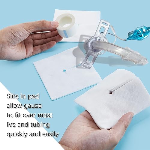 Miniatura 7 de Timgle 400 Piezas Almohadillas de Gasa Dividida de 4" x 4" 6 Capas Esponja de Gasa de Drenaje Dividido No Tejida con Abertura Esponjas de Vendaje