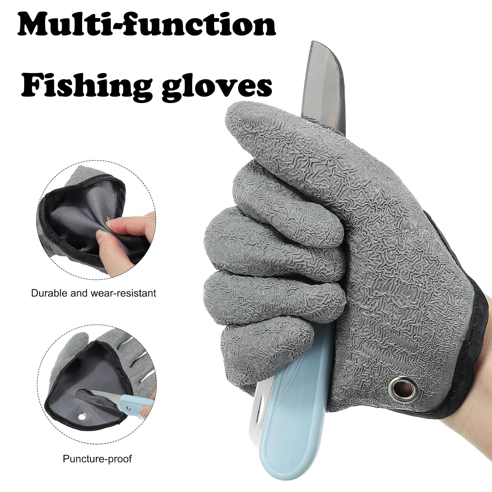 Gant De Pêche Carnassier Anti-Coupure Avec Attache Magnétique - Taille Universelle