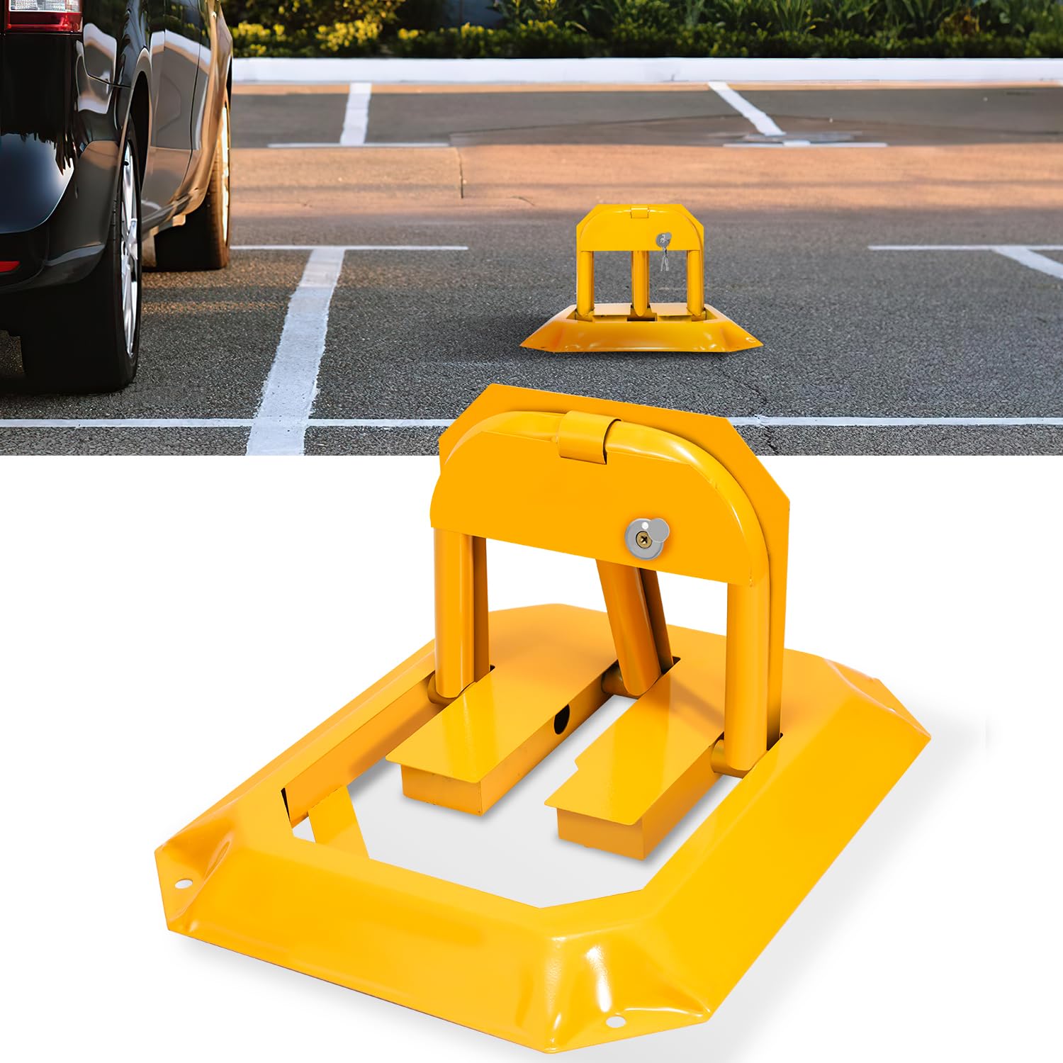 Eulenke 1 BarrièRe De Parking Rabattable, poteau de parking avec 3 clés, serrure de parking pour garage, allée, stop parking