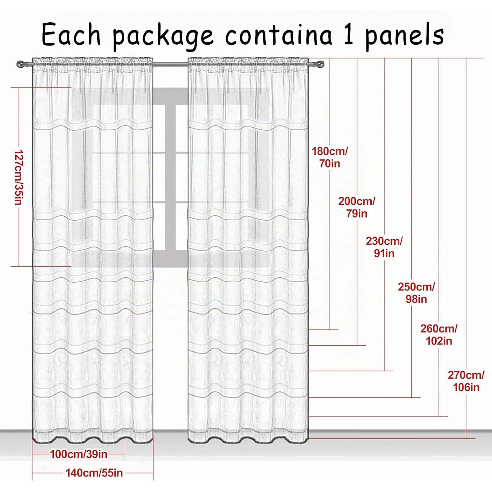 Firany Zapewniają Prywatność Oszczędność Energii 100x230cm Biały